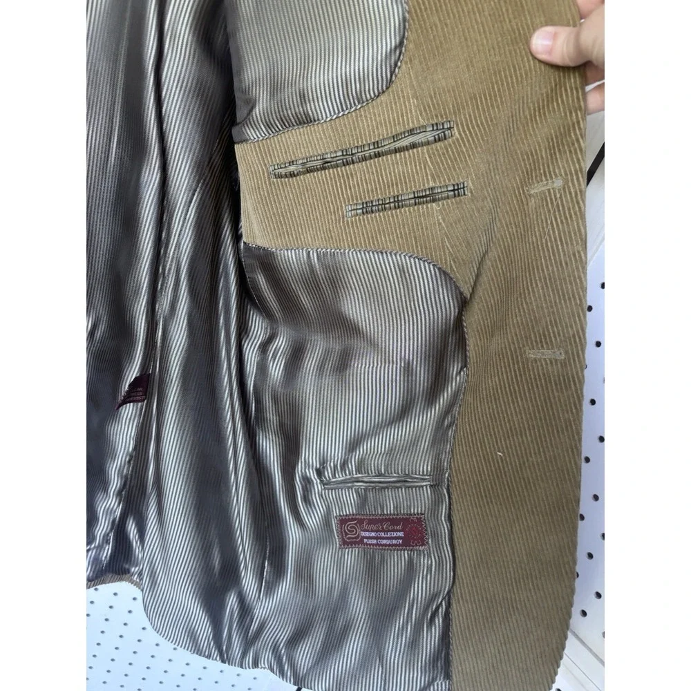 Cianni Cellini Super Cord Corduroy Men's 46R Cotton Blazer Jacket Brown Lined
